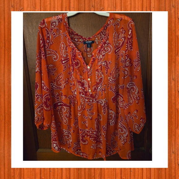 Old Navy Tops - Old Navy 3/4 Sleeve Blouse Size Xl